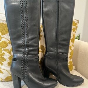 Black Leather Knee-High Boots